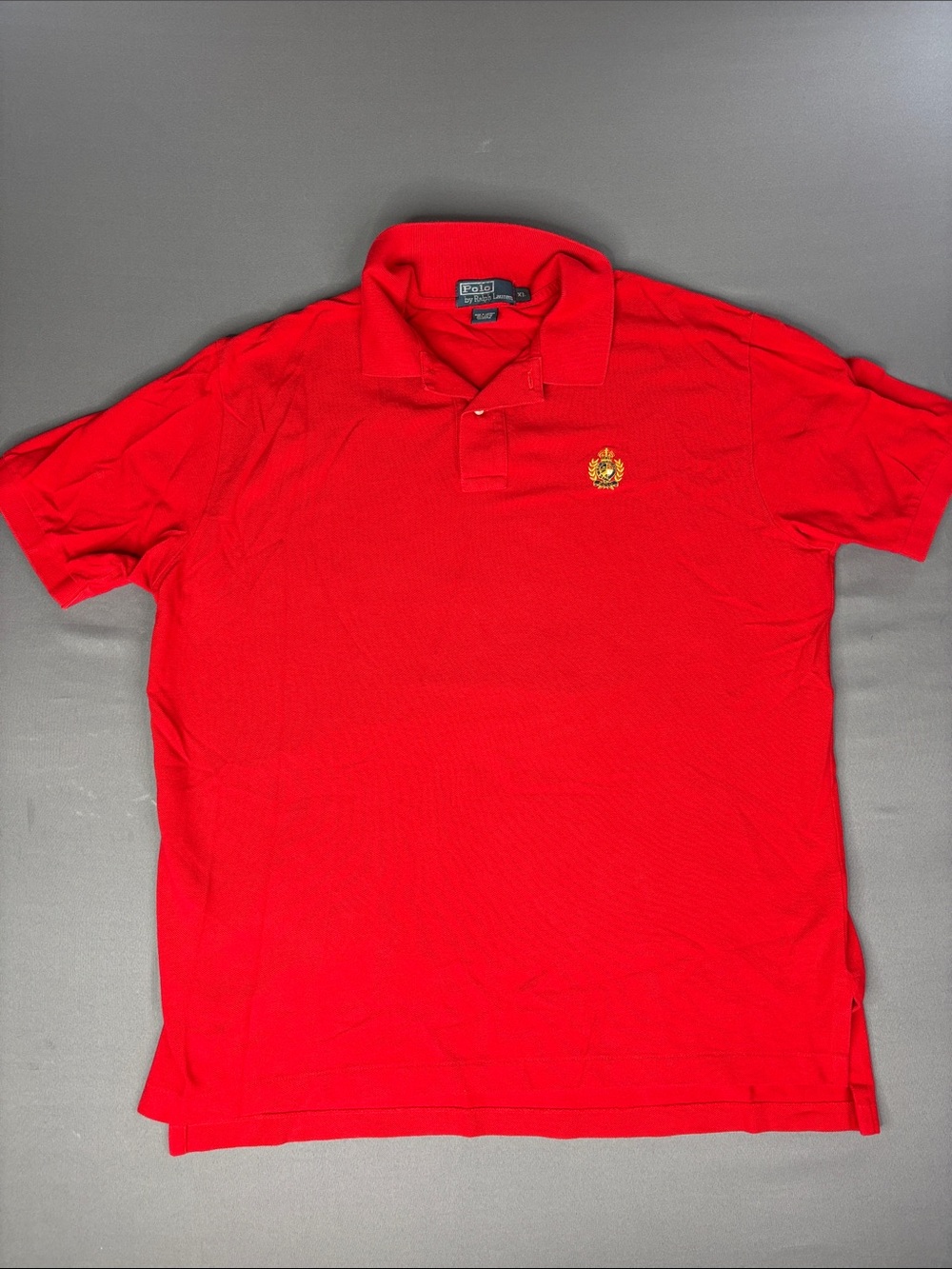 Vintage Ralph Lauren Polo Men’s Extra Large Red Gold Embroidered Crest Causal